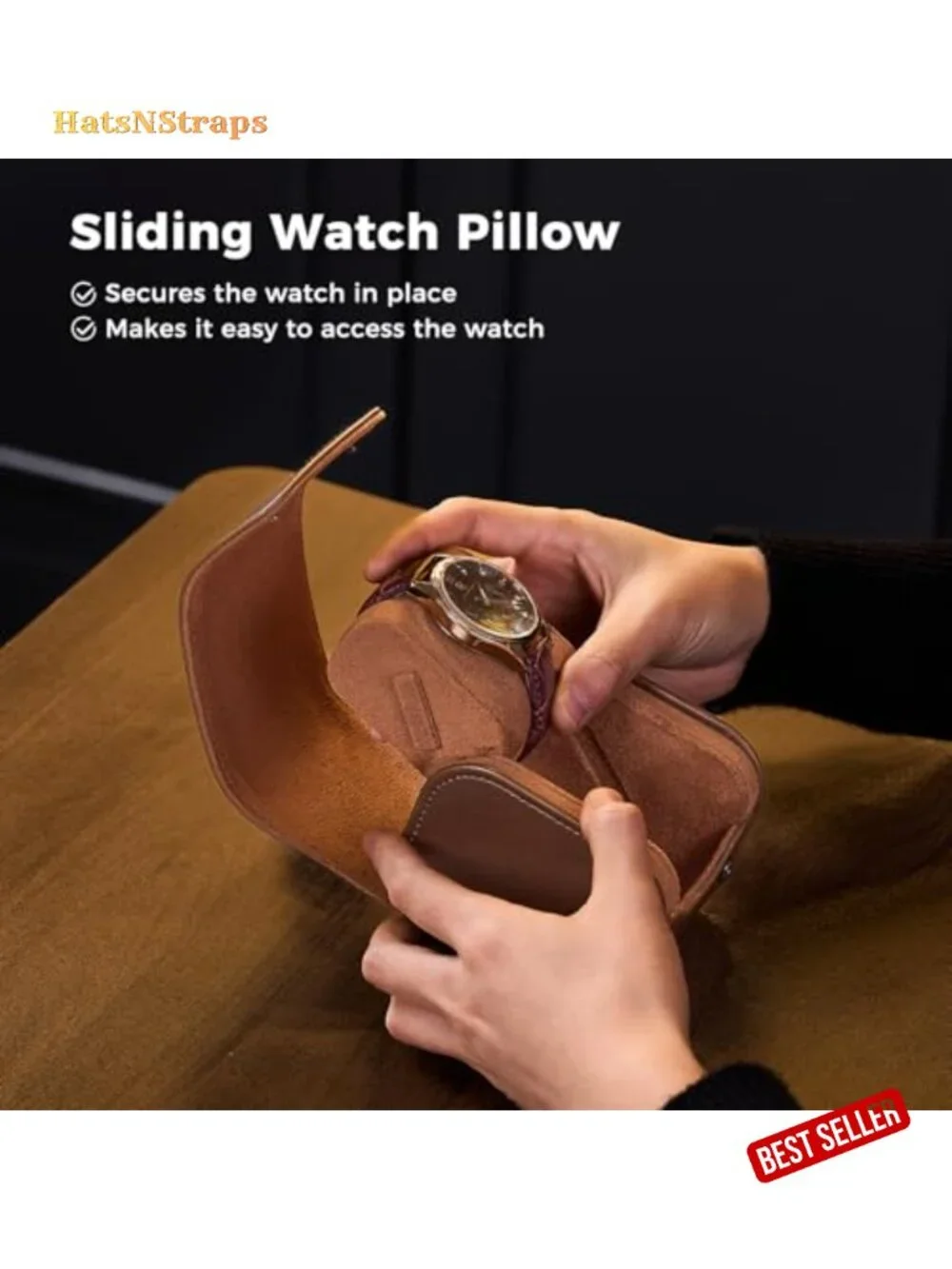 PU Leather Watch Travel Case - Single Watch Roll Box for Men Portable